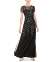 ADRIANNA PAPELL FLORAL-BEADED GOWN