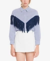 ENGLISH FACTORY FRINGE DETAIL STRIPE SHIRT