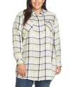 VINCE CAMUTO PLUS SIZE HIGHLIGHTER PLAID 2-POCKET TUNIC