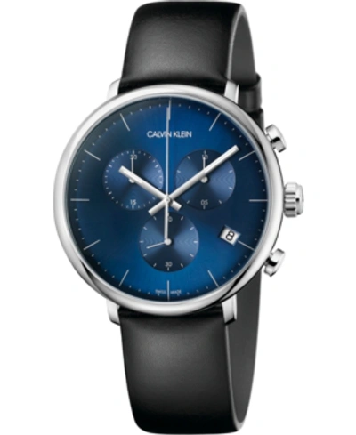 Calvin Klein Unisex Chronograph High Noon Black Leather Strap Watch 43mm
