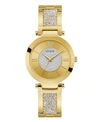 GUESS WOMEN'S GOLD-TONE STAINLESS STEEL & CUBIC ZIRCONIA CRYSTAL BANGLE BRACELET WATCH 36MM