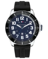 TOMMY HILFIGER MEN'S BLACK SILICONE STRAP WATCH 44MM, CREATED FOR MACY'S
