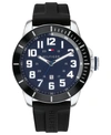 Tommy Hilfiger Men's Black Silicone Strap Watch 44mm, Created For Macy's In Black