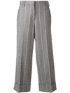 THOM BROWNE SHADOW-STRIPE CROPPED TROUSERS