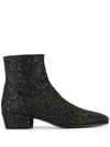 SAINT LAURENT GLITTER ANKLE BOOTS