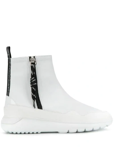Hogan Side Zip Ankle Boots In White