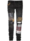 Amiri Men's Grunge Patchwork Skinny Jeans In Black