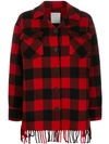 SANDRO check fringed coat