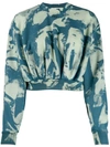 Off-white Cropped Tie-dyed Cotton-jersey Sweatshirt In Blue