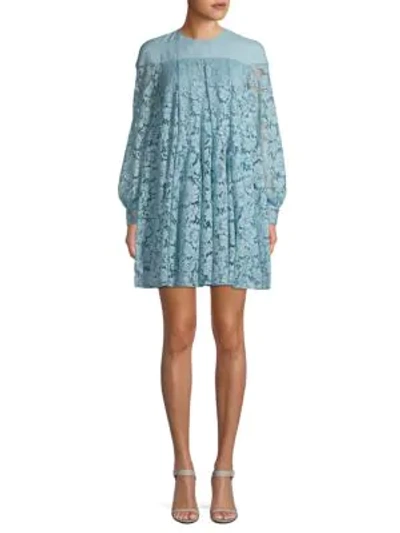 Valentino Floral Lace Stretch-silk Shift Dress In Anisette
