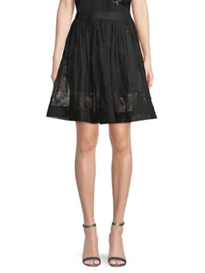 Moschino Embroidered Mesh Skirt In Black