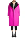 Oscar De La Renta Reversible Cocoon Coat In Ultra Pink