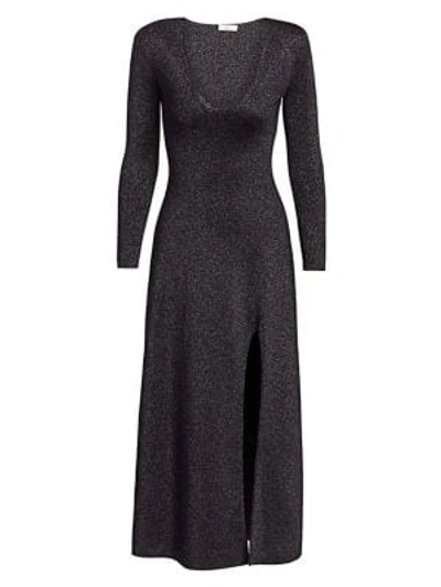A.l.c Serafina Strong-shoulder Split Metallic Dress In Black/lavender