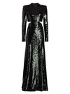 A.l.c Gabriela Sequined Cutout Long-sleeve Gown In Emerald