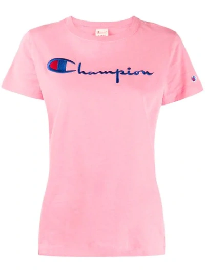 Champion Logo Embroidered T-shirt In Pink