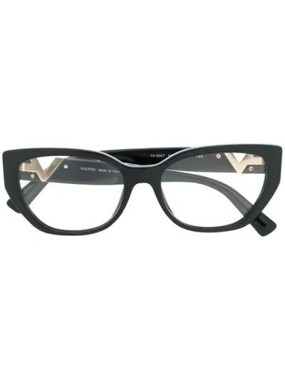 Valentino Garavani Vlogo Cat-eye Frame Glasses In 黑色