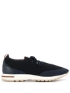 Loro Piana 360 Flexy Walk Leather-trimmed Knitted Wool Sneakers In Blue