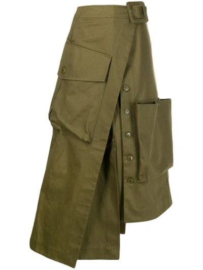Jacquemus Asymmetric Wrap Skirt In Green