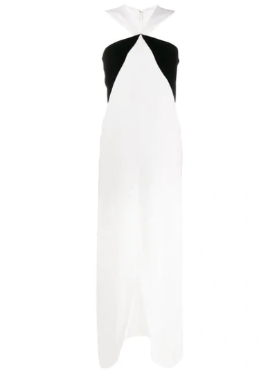 Givenchy Velvet-paneled Crepe Halterneck Gown In White