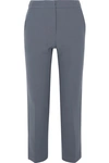 PUSHBUTTON CROPPED STRAIGHT-LEG WOOL-BLEND trousers
