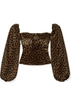 Attico Bow-detailed Animal-print Velvet Top In Brown