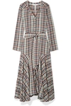 APIECE APART PACIFICA BELTED CHECKED CREPE MIDI DRESS