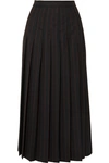 MCQ BY ALEXANDER MCQUEEN PANELED PLEATED PINSTRIPED GRAIN DE POUDRE AND WOOL SKIRT