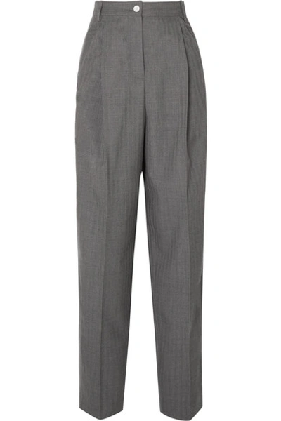 Acne Studios Peggerine Pleated Herringbone Wool Tapered Trousers In Grey