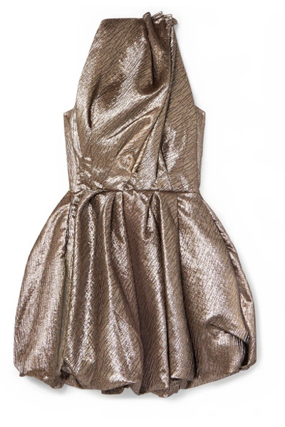 Maticevski Orbit Draped Textured-lamé Mini Dress In Silver