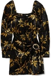 Dodo Bar Or Mona Draped Metallic Velvet-jacquard Mini Dress In Black