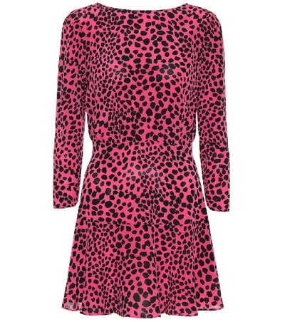 Rixo London Kyla Leopard-print Silk Minidress In Pink