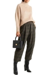 AGNONA AGNONA WOMAN CROPPED CHECKED TWEED STRAIGHT-LEG trousers ARMY GREEN,3074457345620774724