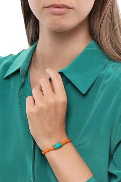 Aurelie Bidermann Braided Cord And Turquoise Bracelet In Orange