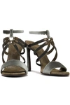 BRUNELLO CUCINELLI BEAD-EMBELLISHED VELVET SANDALS,3074457345620093235