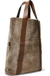 BRUNELLO CUCINELLI BRUNELLO CUCINELLI WOMAN BEAD-EMBELLISHED LEATHER-TRIMMED CORDUROY TOTE SAND,3074457345620980707