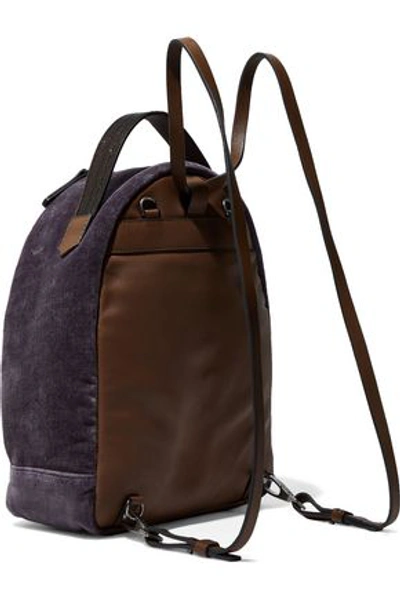 Brunello Cucinelli Bead-embellished Velvet And Leather Backpack In Purple