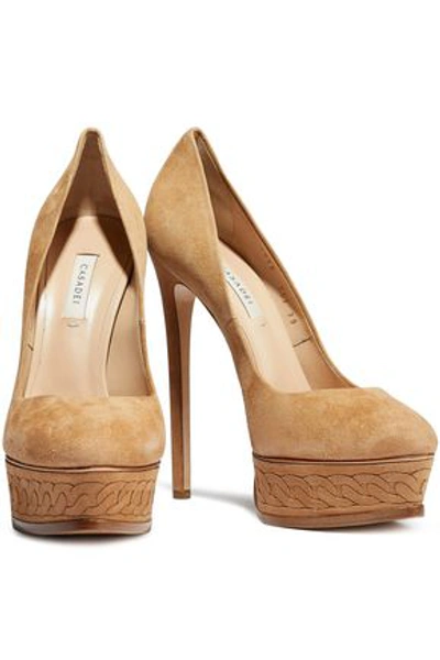 Casadei Woman Suede Platform Pumps Light Brown