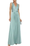 CATHERINE DEANE NELIA LACE-PANELED PLEATED SATIN GOWN,3074457345620745051