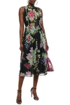 Dodo Bar Or Tania Crystal-embellished Floral-print Chiffon Midi Dress In Black
