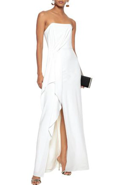 Halston Heritage Strapless Draped Crepe Gown In Off-white