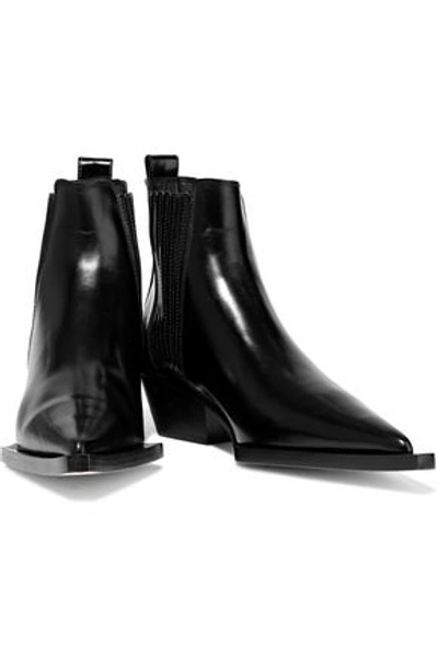 Helmut Lang Woman Glossed-leather Ankle Boots Black