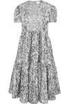 ASHISH UFO OVERSIZED TIERED SEQUINED TULLE MIDI DRESS