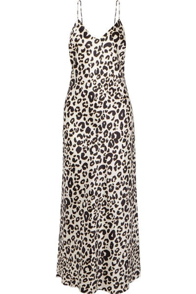 Anine Bing Rosemary Leopard-print Silk-satin Maxi Dress In White