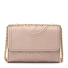 TORY BURCH FLEMING SMALL SHOULDER BAG IN TAUPE TUFTED LEATHER,11075509