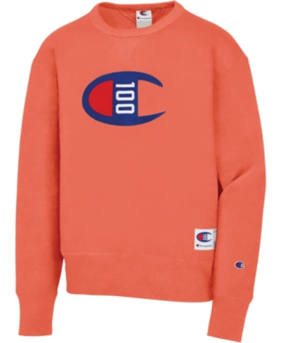 Champion Men's Century Logo Sweatshirt In Groovy Papaya