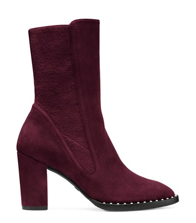 Stuart Weitzman Fifer 80 Pearl In Cranberry Suede With Stretch Elastic