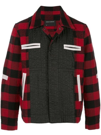 Craig Green Giacca In Misto Cotone Trapuntato Con Fantasia Check In Red