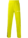 Palm Angels Velour Side Stripe Track Pants In Green