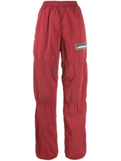 Aries Logo Embroidered Track Trousers In Red
