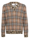 Burberry Leopard Detail Vintage Check Jumper In Warm Walnut